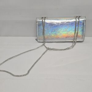 INC International Concepts Silver Clutch with Chain Strap